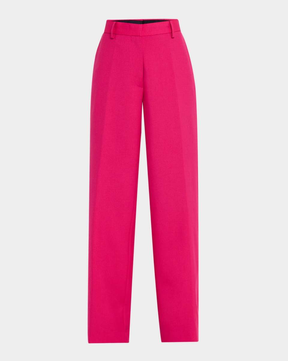 Paxy Straight-Leg Mohair Wool Pants